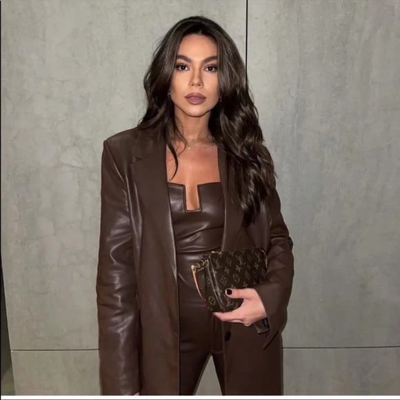 Zara 2 pcs set faux leather pants and bodysuit